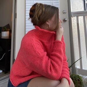 Anthropologie pink coral Lottie sweater